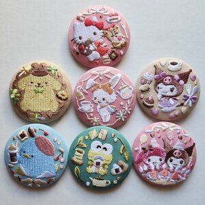 Sanrio Hello Kitty Lot of 7 Embroidered Can Badge Button Pin Japan Kawaii Anime